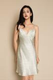 Đầm ngắn Vera satin Jacquard hai dây - V0780