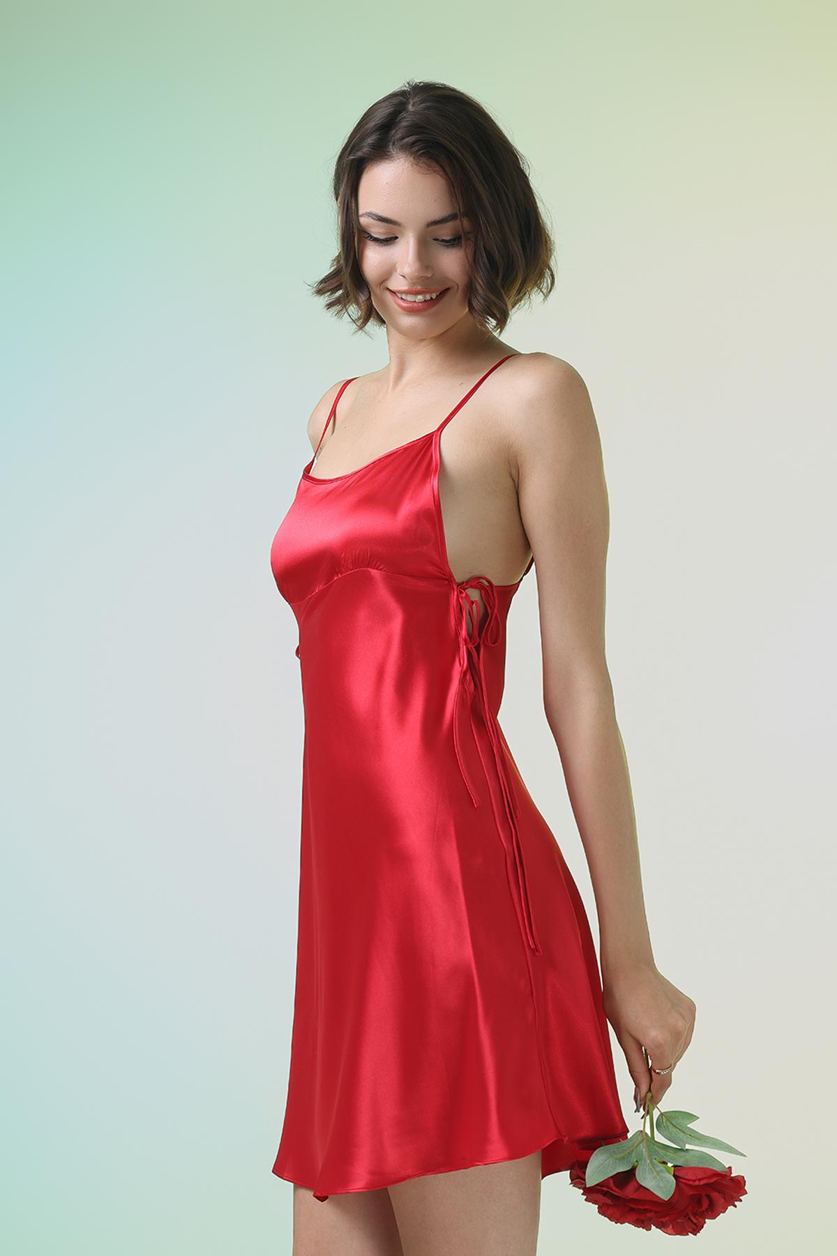 Đầm ngắn nữ Vera satin trơn - V0740