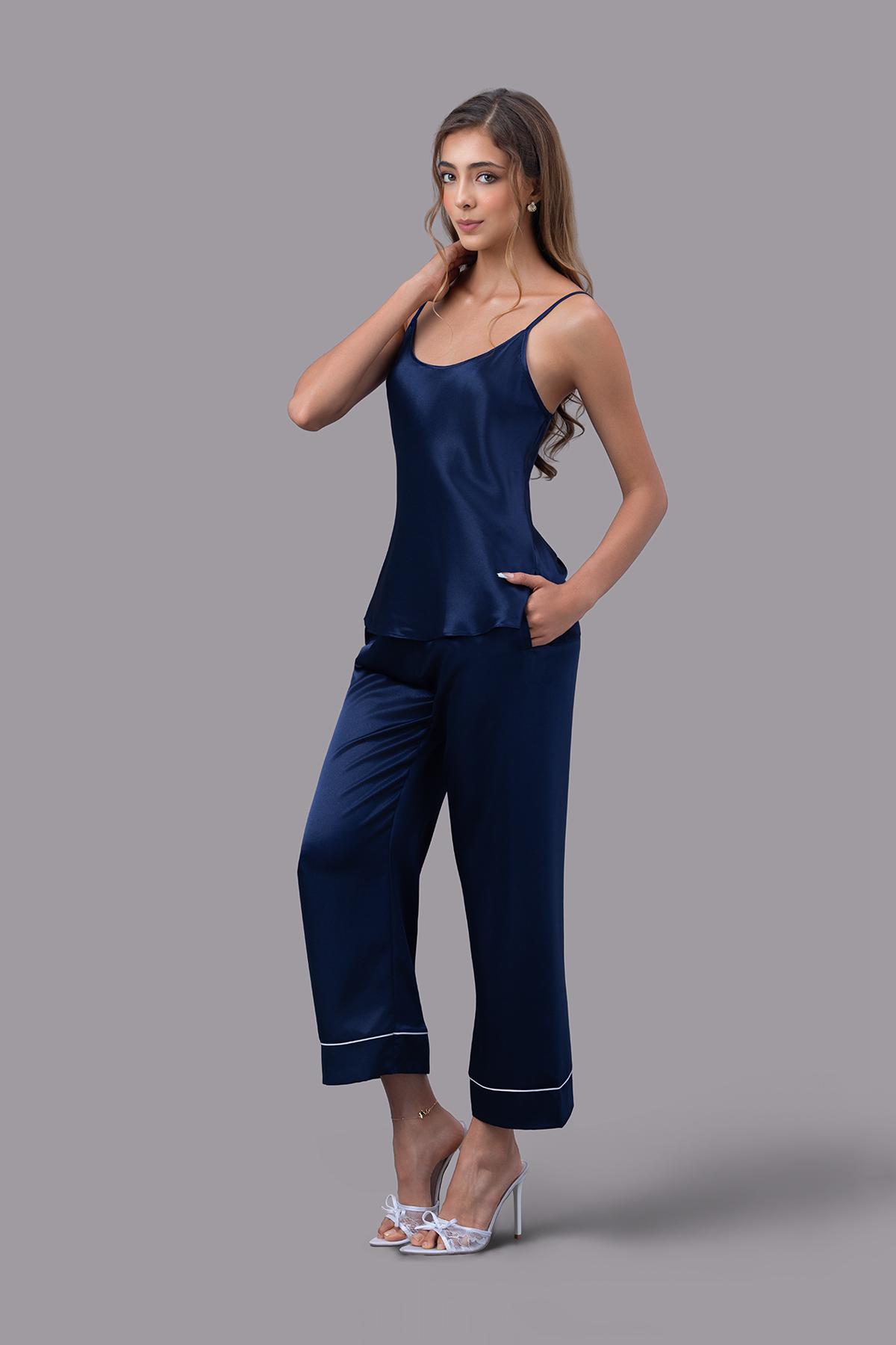 Bộ dài nữ Vera satin trơn hai dây - V0761
