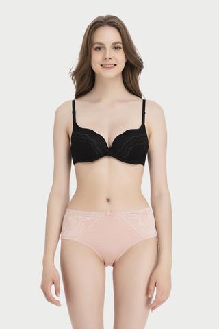 Quần lót lưng cao Misaki microfiber phối ren - M1083Hồng dâu