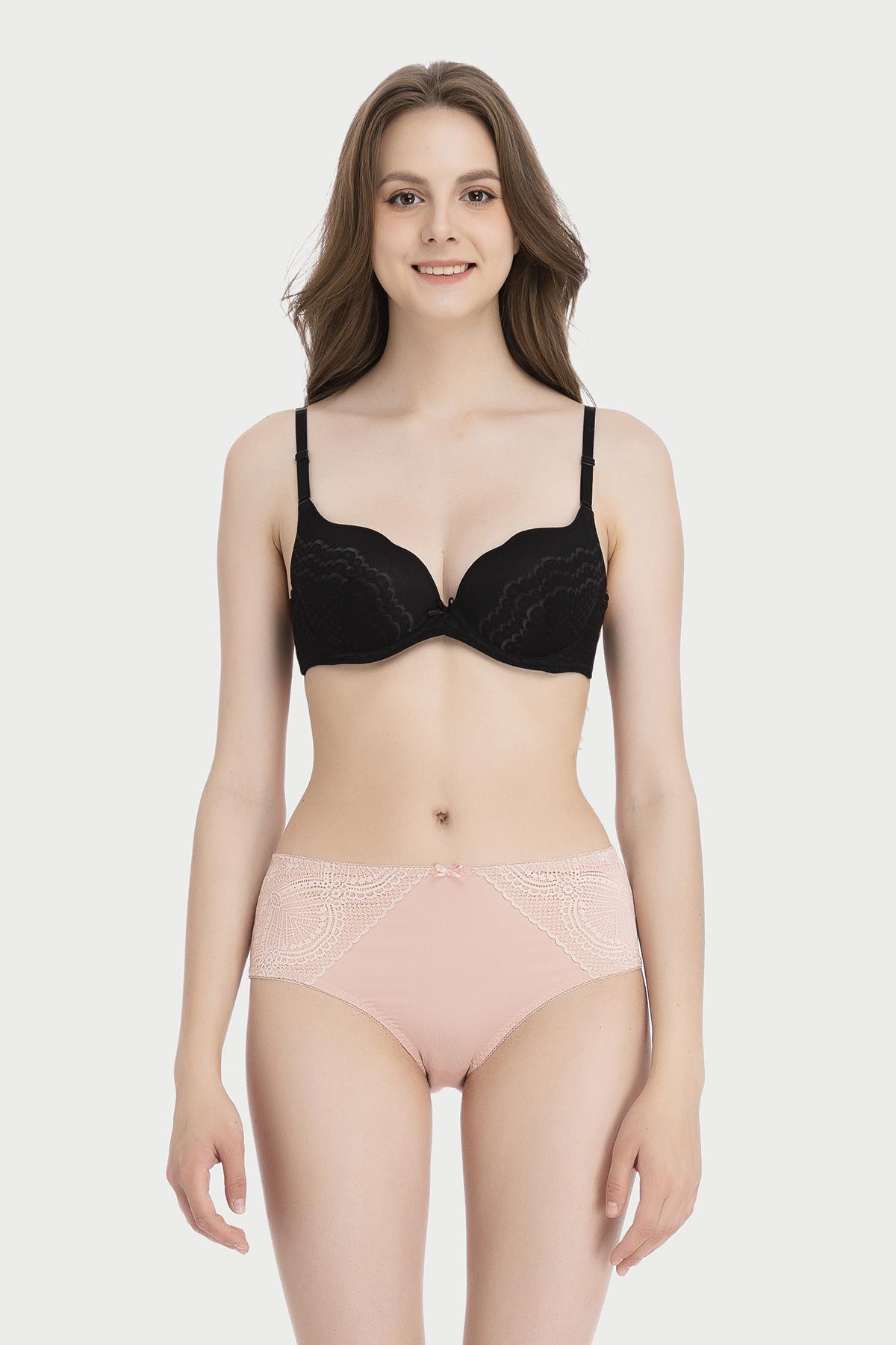 Quần lót lưng cao Misaki microfiber phối ren - M1083