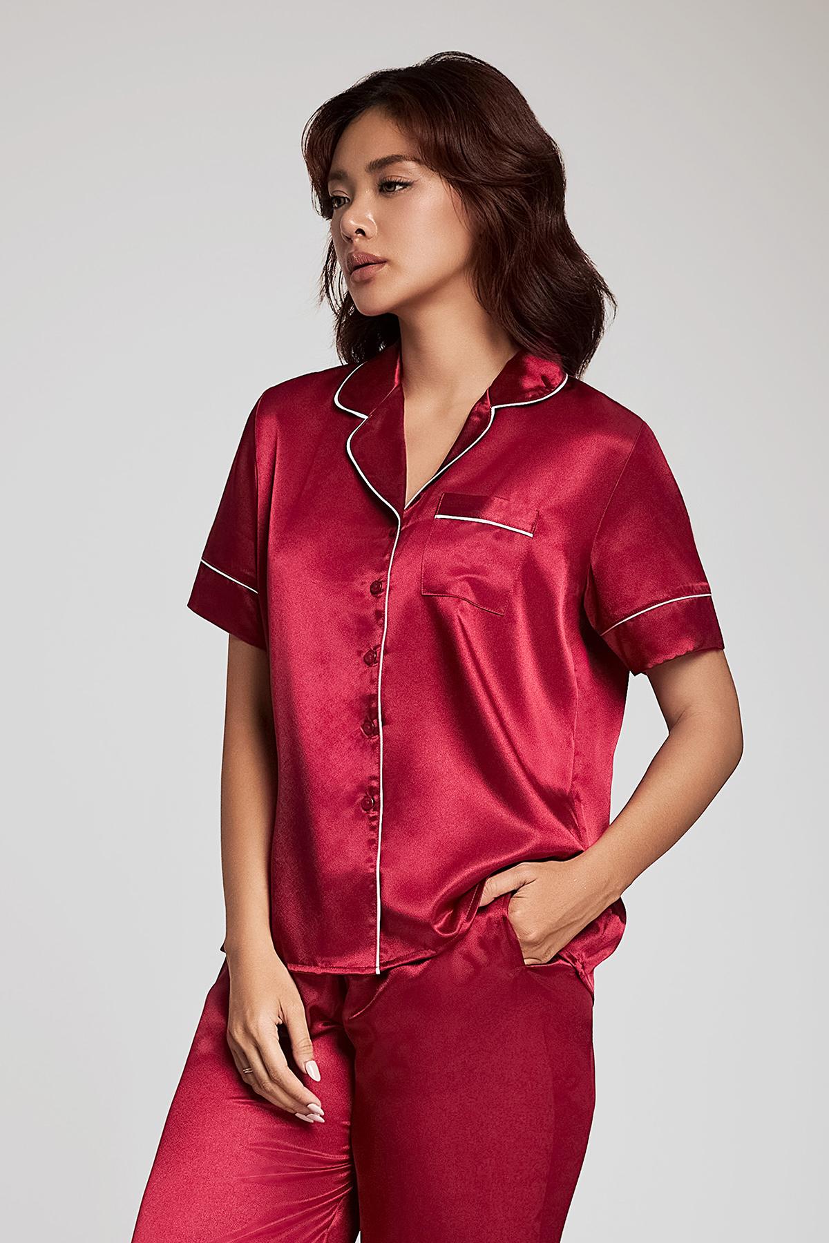 Bộ Pijama dài nữ Vera satin trơn - V0544