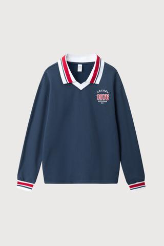 Áo Sweater nữ phối bo cổ Jockey Cotton CVC - J4096Xanh Navy