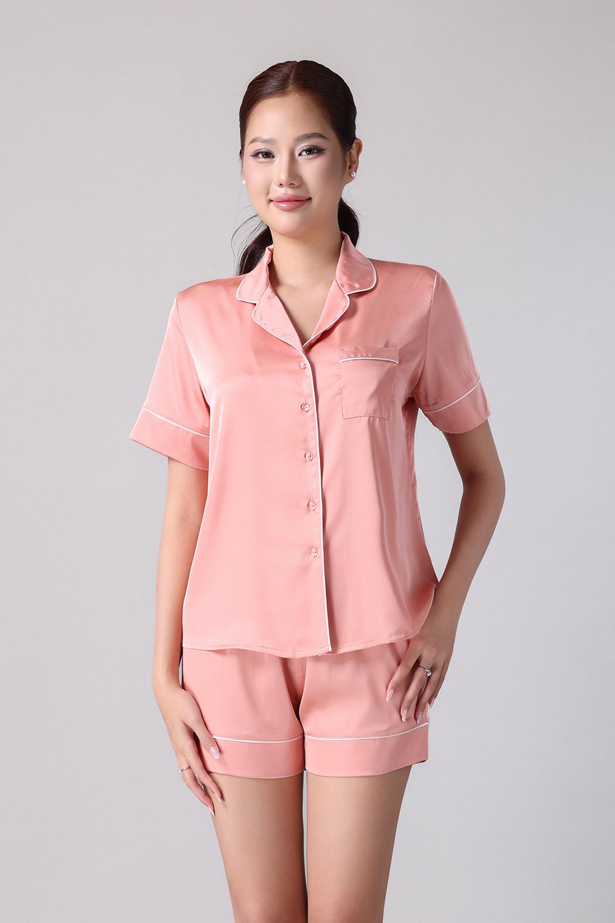 Bộ pijama ngắn nữ Vera latin trơn tay ngắn - V0773