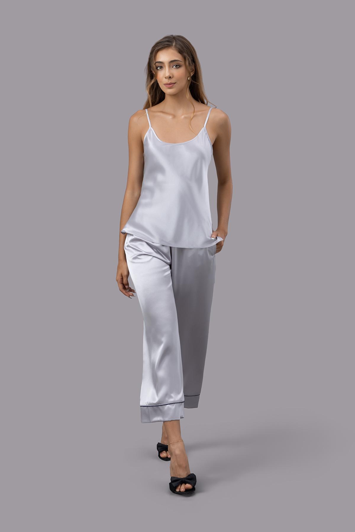 Bộ dài nữ Vera satin trơn hai dây - V0761