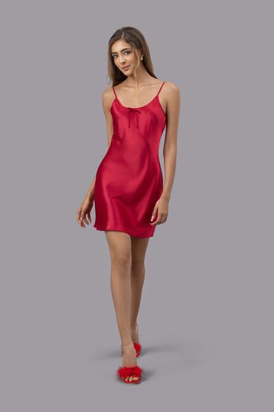Đầm ngắn nữ Vera satin trơn hai dây - V0757