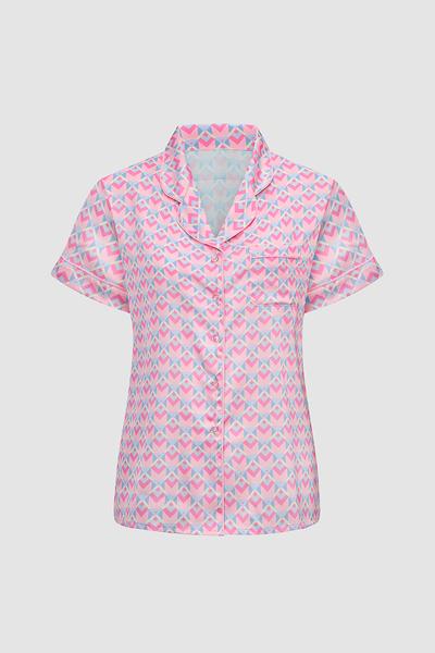 Bộ pijama dài nữ Vera satin in tay ngắn - V0767