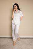 Bộ pijama dài Vera satin Jacquard tay ngắn - V0783