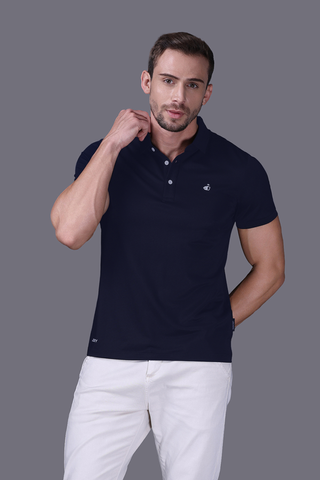 Áo Polo Unisex Jockey poly modal in logo Half Boy - J4033Xanh dương