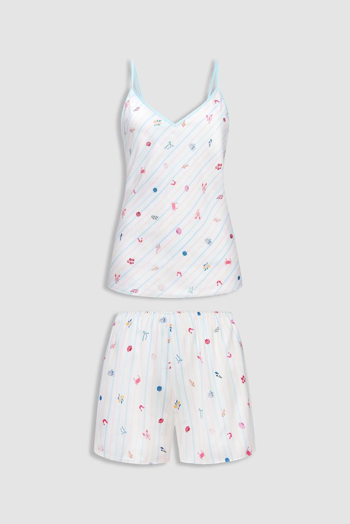 Bộ short nữ Vera satin in hai dây - V0804