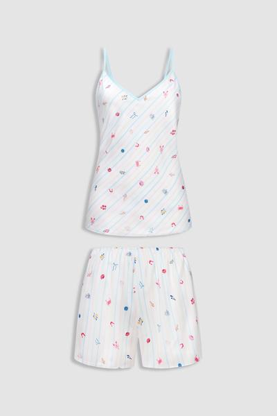 Bộ short nữ Vera satin in hai dây - V0804