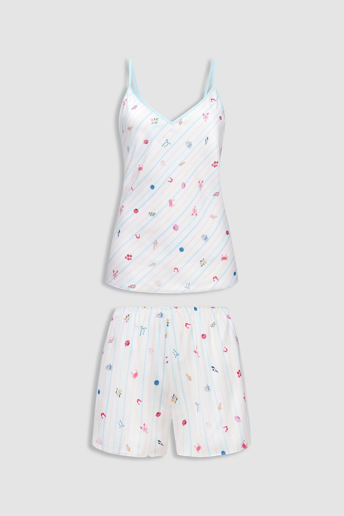 Bộ short nữ Vera satin in hai dây - V0804