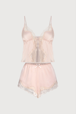 Bộ short Vera by Chipu satin trơn phối ren - C0042