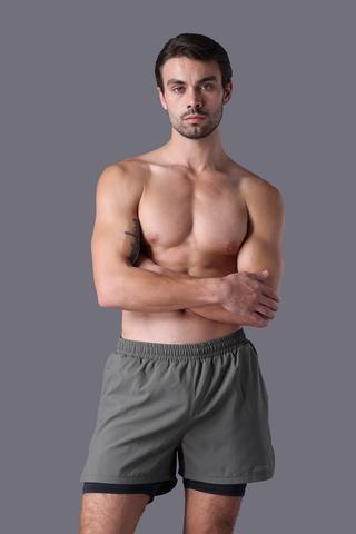 Quần short thể thao Jockey Nam Poly lót 4C in logo - 1375Xanh rêu