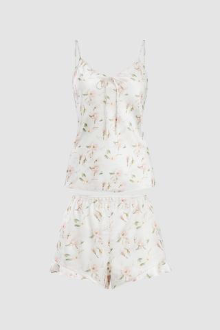 Bộ short nữ Vera latin in hai dây - V0820Kem in hoa