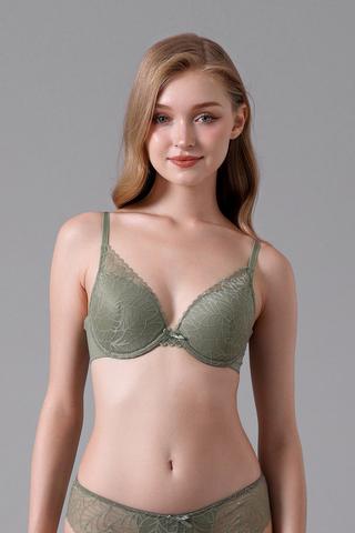 Áo ngực cup V nữ VERA ren phối lưới mút mỏng - V0680Xanh rêu