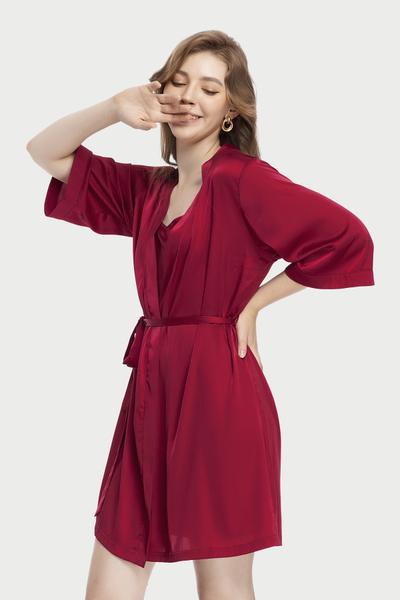 Áo khoác Kimono nữ Vera Satin trơn - V0514