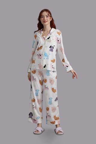 Bộ pijama dài Wow by NDLanNgoc cotton bamboo - N0012Trắng in
