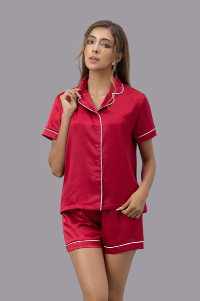 Bộ pijama ngắn nữ Vera satin trơn tay ngắn - V0760