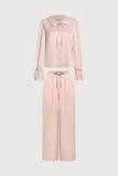 Bộ pijama dài Vera by Chipu satin trơn phối ren - C0052