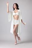 Áo khoác kimono Vera by Chipu satin trơn phối ren - C0045