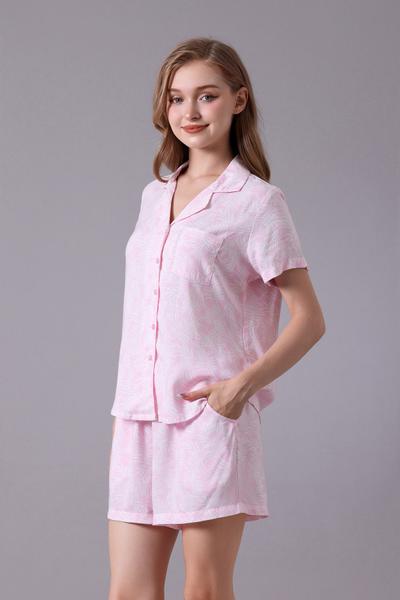 Bộ pijama ngắn nữ Vera rayon slub in tay ngắn - V0636