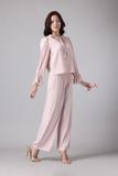 Bộ pijama dài Vera by Chipu satin trơn phối ren - C0052