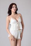 Bộ short Vera by Chipu satin trơn phối ren - C0042