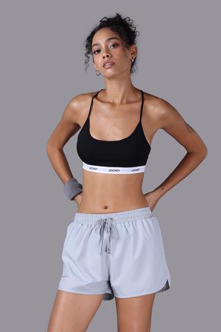 Quần short thể thao Jockey Nữ Poly lót 4C in logo - J1378Xám