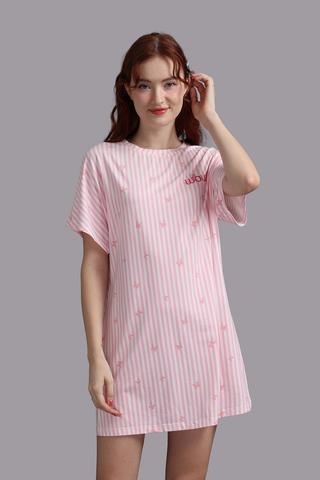 Đầm ngắn Wow by NDLanNgoc cotton bamboo - N0010Sọc hồng