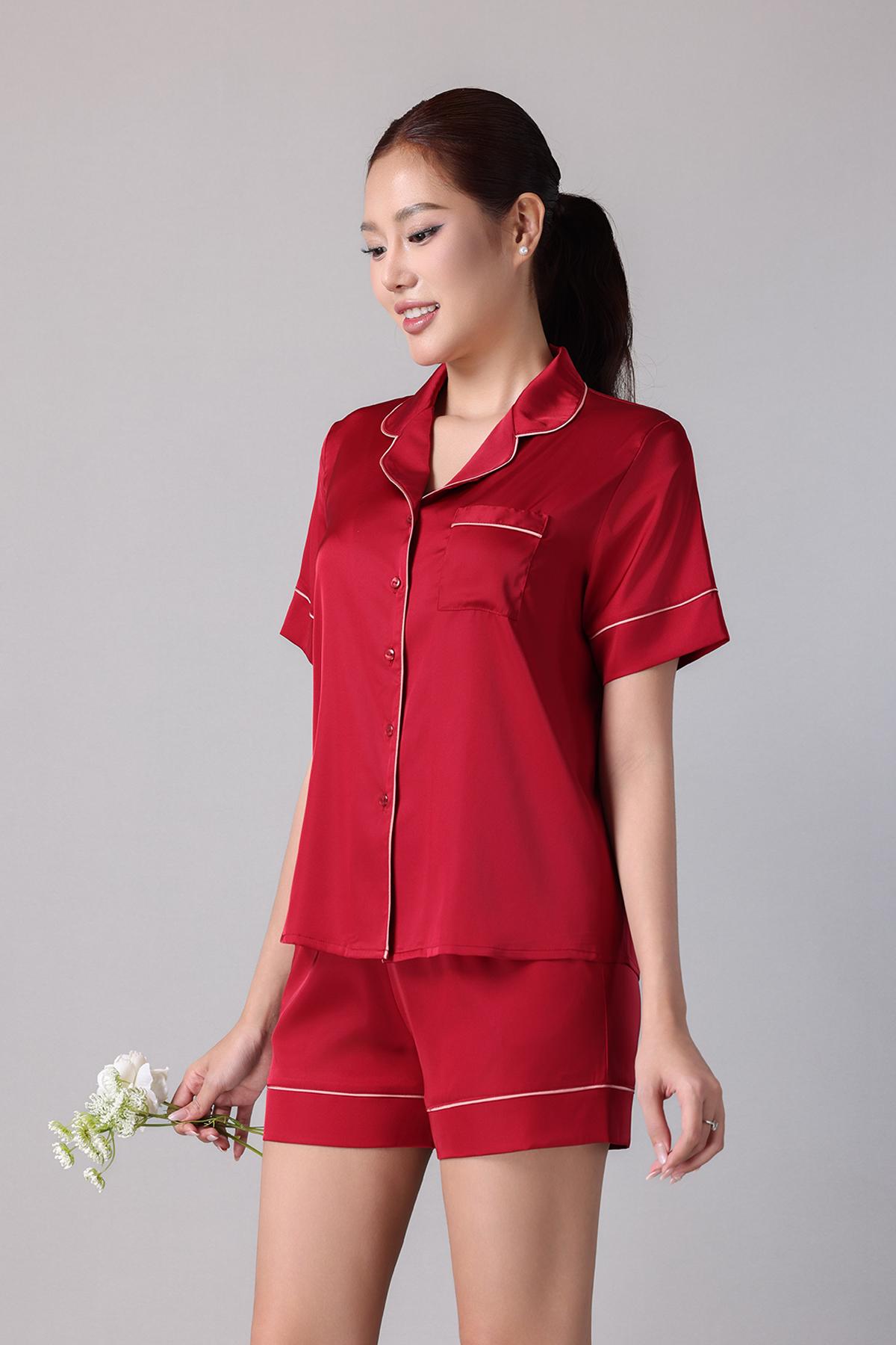 Bộ pijama ngắn nữ Vera latin trơn tay ngắn - V0773