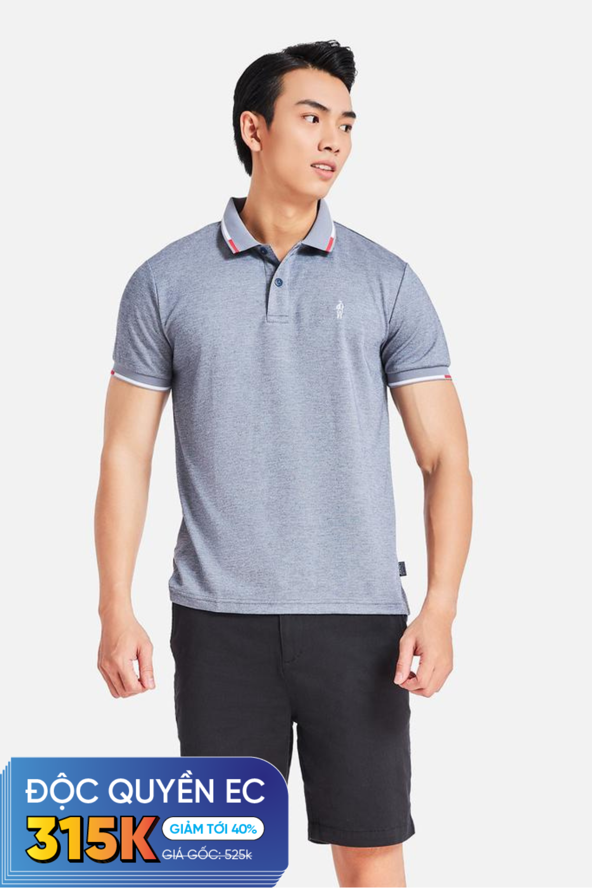 Áo thun nam Polo Visco, hình thêu logo tinh tế - 1225