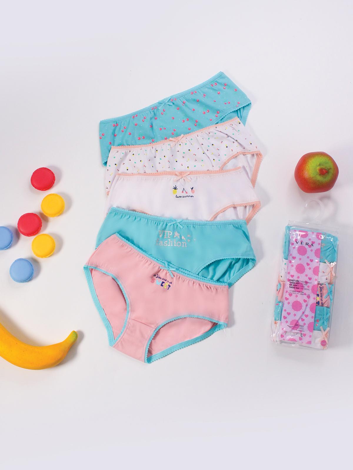 Túi 5 quần lót cotton Bikini VERA cho bé gái 5 - 10 tuổi - 0311
