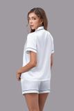 Bộ pijama ngắn nữ Vera satin trơn tay ngắn - V0760