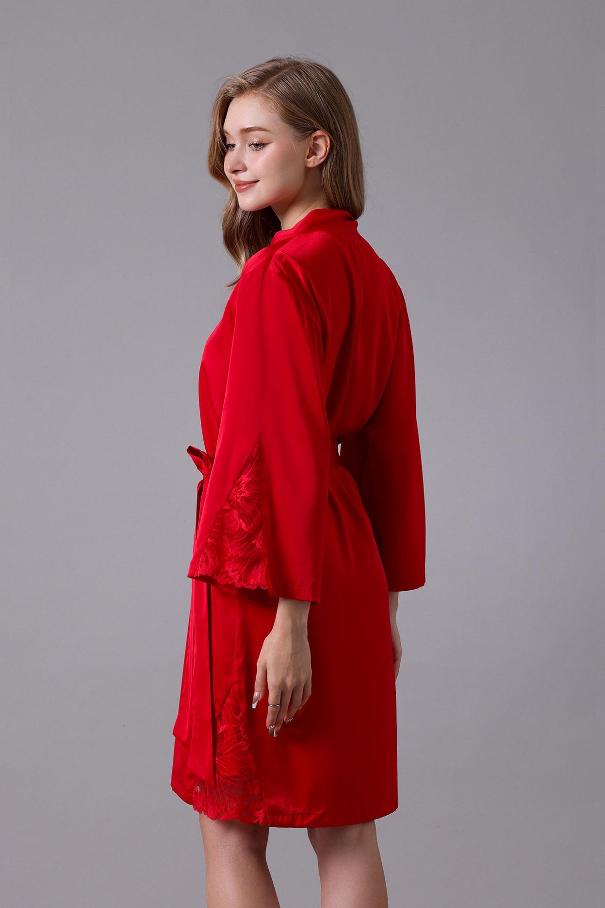 Áo kimono nữ Vera satin phối ren - V0608