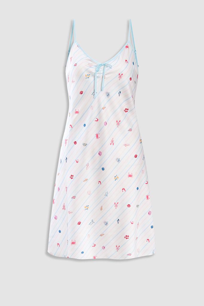 Đầm ngắn nữ Vera satin in hai dây - V0803