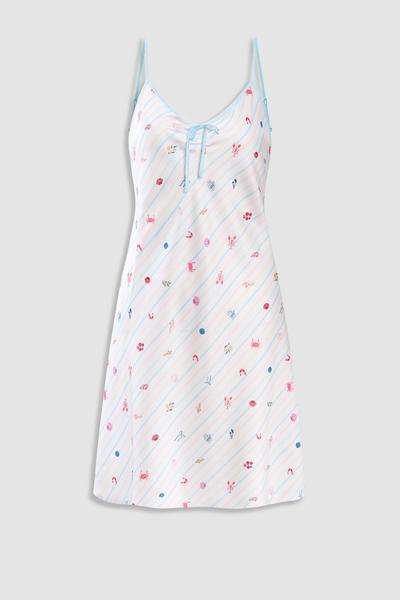 Đầm ngắn nữ Vera satin in hai dây - V0803