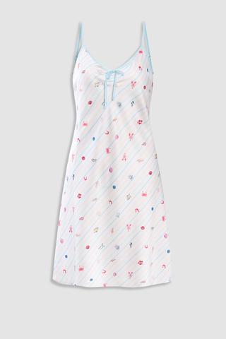 Đầm ngắn nữ Vera satin in hai dây - V0803Trắng in