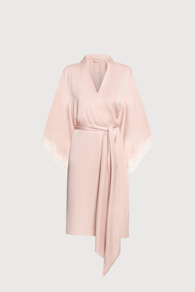 Áo khoác kimono Vera by Chipu satin trơn phối ren - C0045
