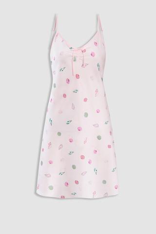 Đầm ngắn nữ Vera satin in hai dây - V0803Hồng in