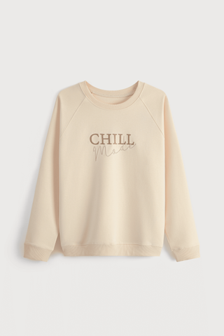 Áo sweater nữ Vera cotton spandex trơn in điểm - V0811Kem