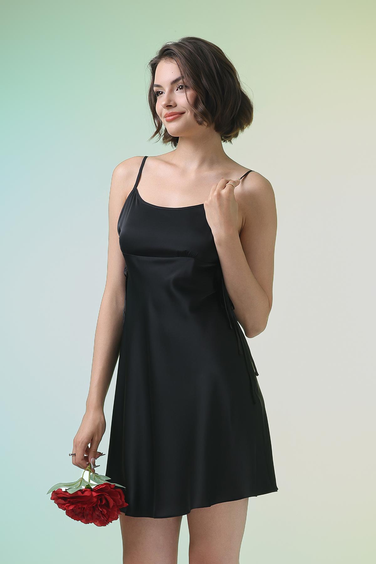 Đầm ngắn nữ Vera satin trơn - V0740