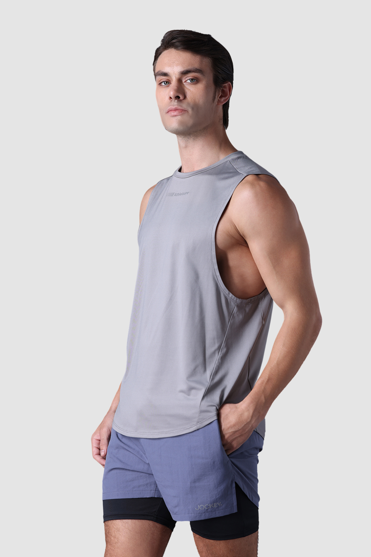 Áo T-top thể thao Jockey Nam chất liệu wicking in logo - 1371