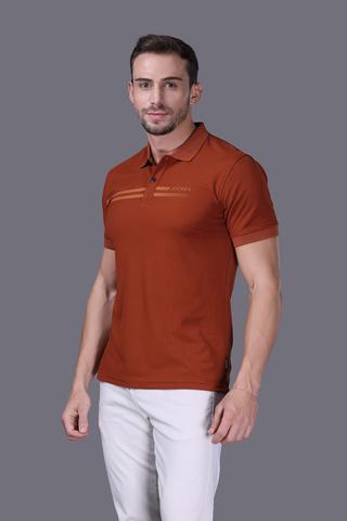 Áo Polo Nam Jockey poly cafe in logo 2 sọc -J4028Cam đất