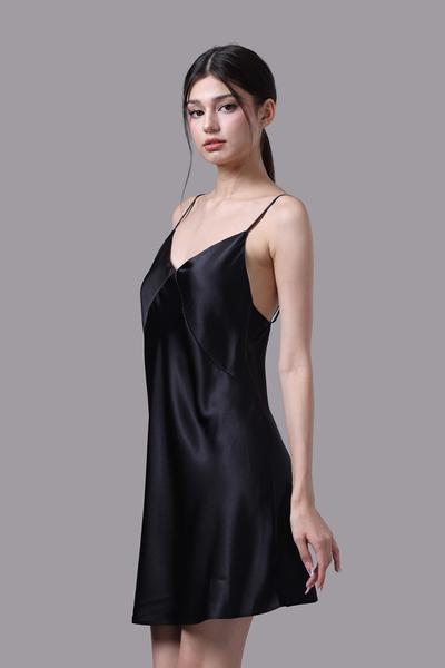 Đầm ngắn nữ Vera satin trơn hai dây - V0676