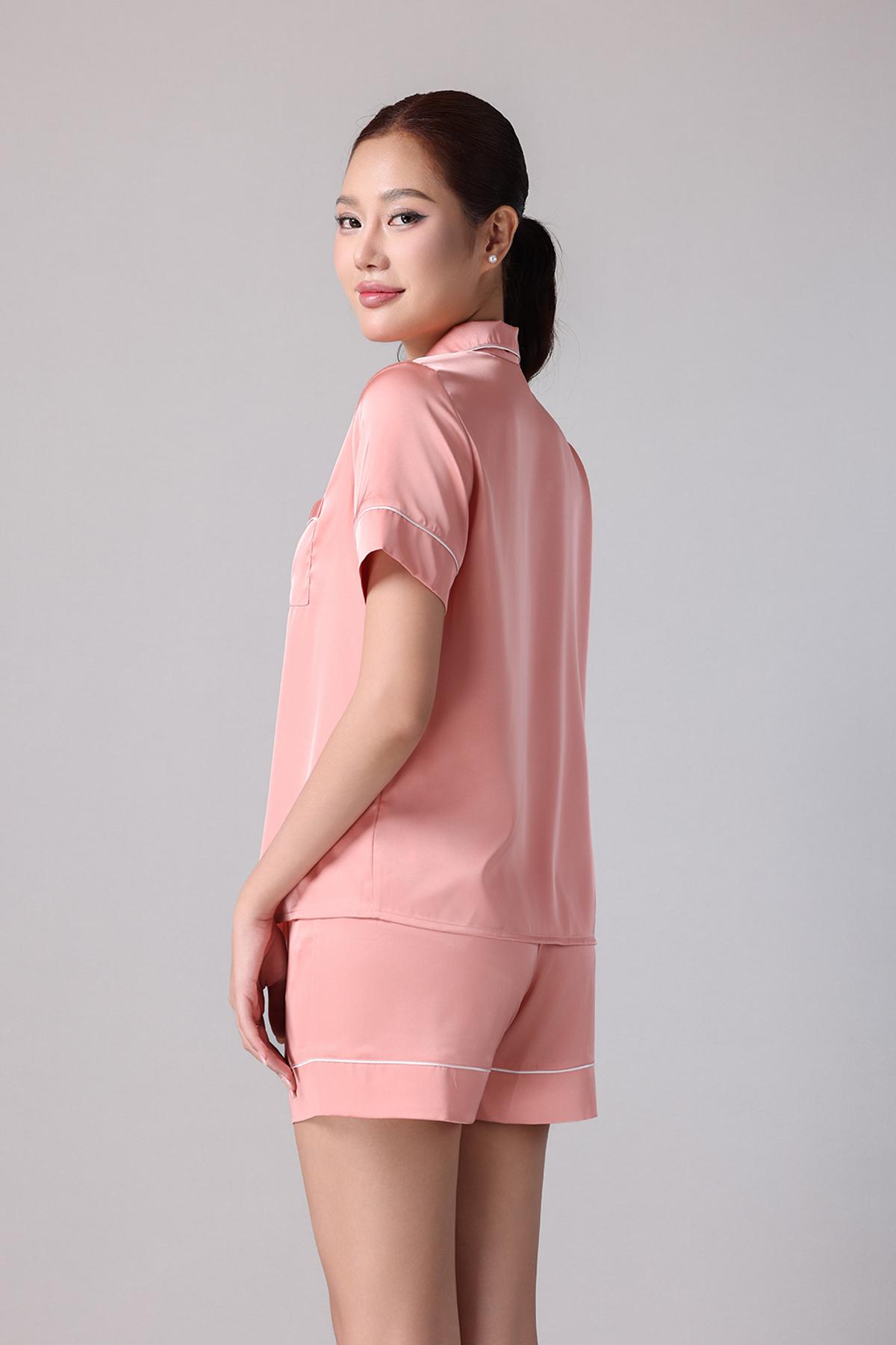 Bộ pijama ngắn nữ Vera latin trơn tay ngắn - V0773