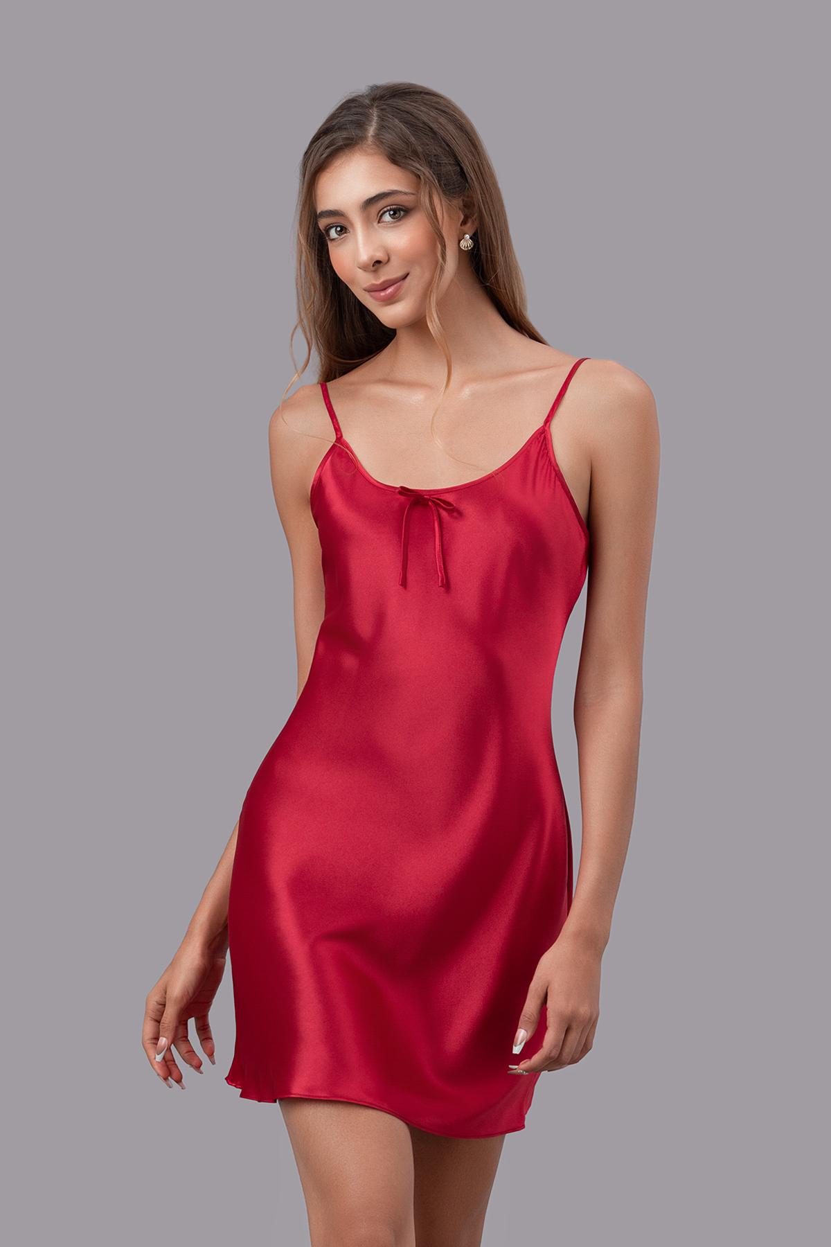 Đầm ngắn nữ Vera satin trơn hai dây - V0757
