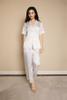 Bộ pijama dài Vera satin Jacquard tay ngắn - V0783