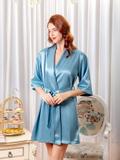 Hộp quà Holiday - đầm ngủ tổng hợp lụa Satin cộc tay dáng lửng và kimono sang trọng VERA