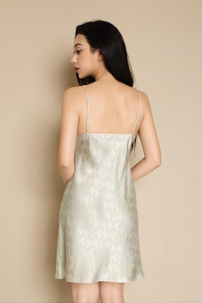 Đầm ngắn Vera satin Jacquard hai dây - V0780